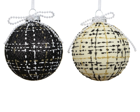 Decoris versierde kerstbal van glas rond 8 cm   - afbeelding 2