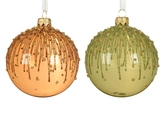 Decoris versierde kerstbal van glas transparant 8 cm