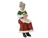 Decoris Zittende Kerst Oma Kerstfiguur 145 cm Polymagnesium Rood