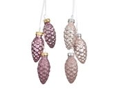 Dennenappel glas d2.5h6cm roze 3st - afbeelding 1