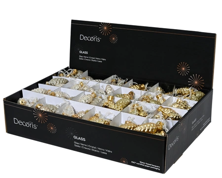 Dennenappel gls d2.5h6cm parel/gd ass - afbeelding 2