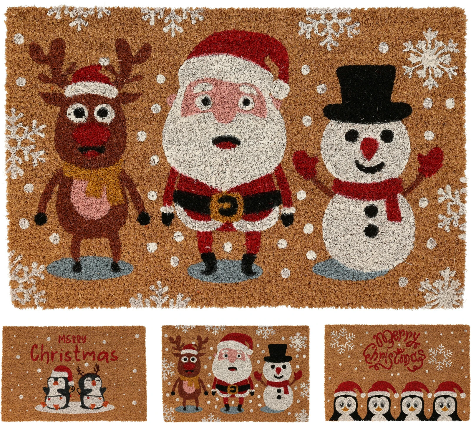 Relaxdays deurmat kokos, met tekst welcome, 40x60 cm, weerbestendig, voor binnen & buiten, kokosmat, natuur/wit