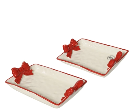 Dienblad dolomiet rood/wit 2st