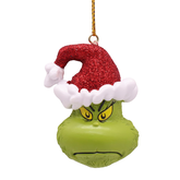 Disney kerstornament Grinch kersthoed boos resin 6.5 cm