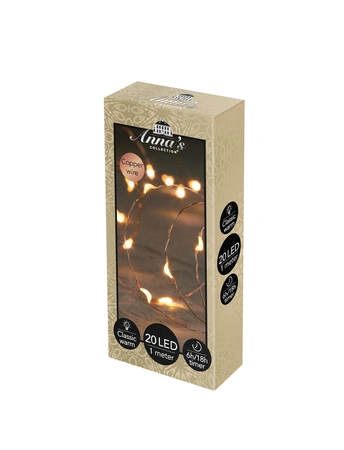 Draadverlichting 20led 1m koper cw - afbeelding 1