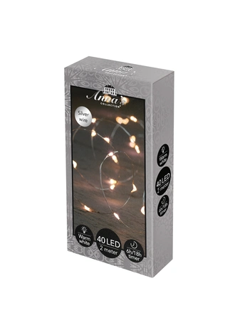 Draadverlichting 40led 2m zilver ww - afbeelding 1