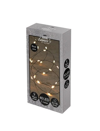 Draadverlichting 40led 2m zwart ww - afbeelding 1
