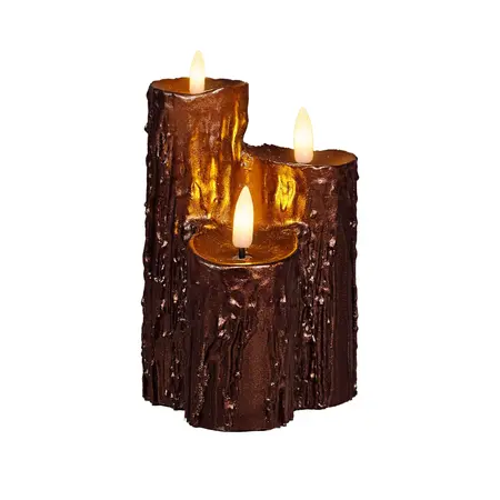 Anna's Collection LED druipkaars 3D vlam brons 16.5 x 11 cm - afbeelding 1