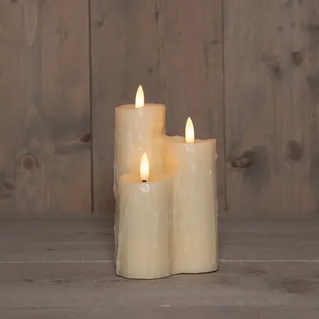 Anna's Collection LED druipkaars 3D vlam ivoor 16.5 x 11 cm - afbeelding 2