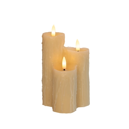 Druipkaars 3x3d vlam 16.5x11cm ivr