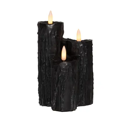 Anna's Collection LED druipkaars 3D vlam zwart 16.5 x 11 cm - afbeelding 1