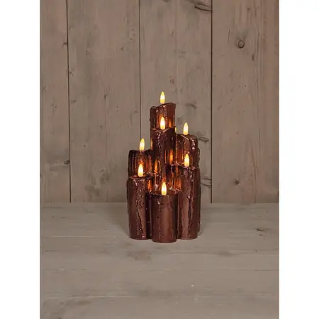 Anna's Collection LED druipkaars 3D vlam brons 25.5 x 15 cm - afbeelding 2