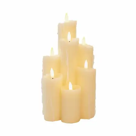 Anna's Collection LED druipkaars 3D vlam ivoor 25.5 x 15 cm - afbeelding 1