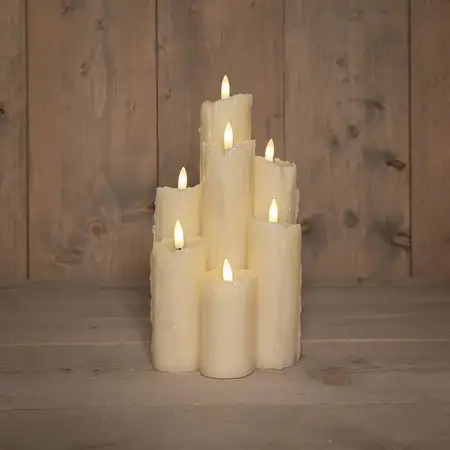 Anna's Collection LED druipkaars 3D vlam ivoor 25.5 x 15 cm - afbeelding 2