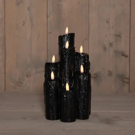 Anna's Collection LED druipkaars 3D vlam zwart 25.5 x 15 cm - afbeelding 2