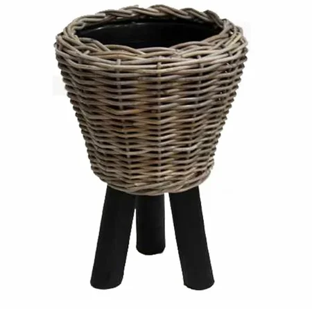 Van der Leeden Drypot Rattan on Legs D33H45CM Grey