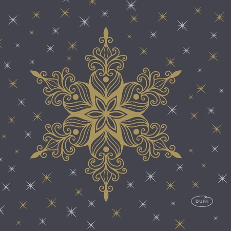 Duni Servetten Snowstars Zwart 24 x 24 cm