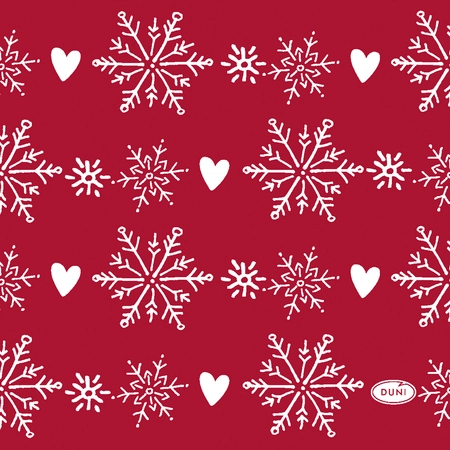 Duni Servetten Winter Flakes Hearts 24 x 24 cm