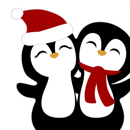 Duni Silhouettes Servetten - Penguin Santas 33 x 33 cm