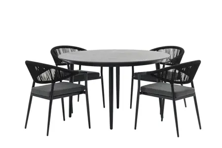 Ease Up Bo ronde dining set zwart voor 4 personen - afbeelding 1