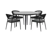 Ease Up Bo ronde dining set zwart voor 4 personen