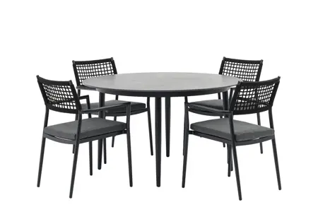 Ease Up Liv ronde dining set zwart voor 4 personen - afbeelding 1