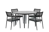 Ease Up Liv ronde dining set zwart voor 4 personen