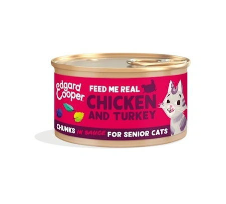Edgard & Cooper  blikje chunks natvoer  kip&Kalkoen  Voor Senior Katten - 85 g