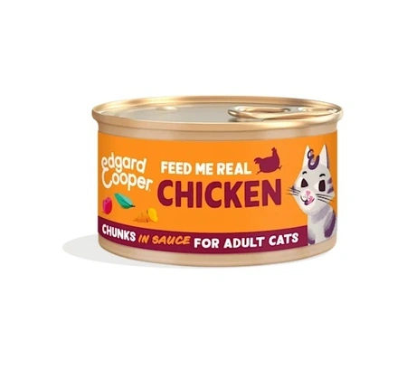 Edgard & Cooper  blikje chunks natvoer  kip  Voor Volwassen Katten - 85 g