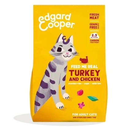Edgard & Cooper  droogvoer  kalkoen & kip  Voor Volwassen Katten - 2 kg