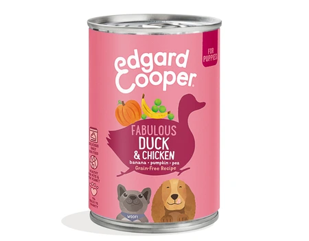Edgard & Cooper, graanvrij blik met eend & kip voor puppy's - 400g