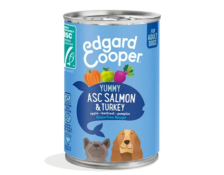 Edgard & Cooper, graanvrij blik met zalm & kalkoen voor volwassen honden - 400g