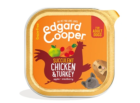 Edgard & Cooper, graanvrije kuipjes met kip & kalkoen voor volwassen honden - 300g