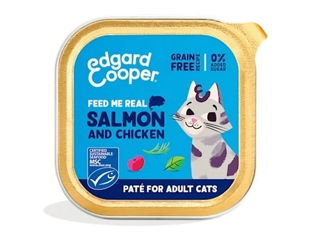 Edgard & Cooper  kuipje pate natvoer  zalm & kip  Voor Volwassen Katten  85 g