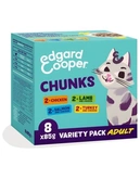 Edgard & Cooper  multipack blikje chunks natvoer  kip & zalm & kalkoen & lam  Voor Volwassen Katten - 8 x 85 g