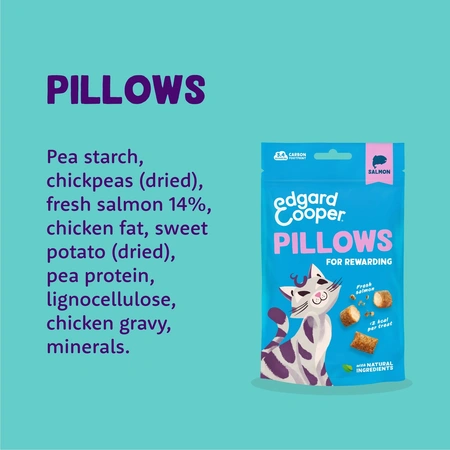 Edgard & Cooper  zakje pillows snacks  zalm  Voor Volwassen Katten  60 g - afbeelding 3