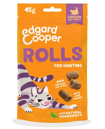 Edgard & Cooper  zakje rolls snacks  kip & kalkoen  Voor Volwassen Katten  45 g - afbeelding 1
