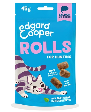 Edgard & Cooper  zakje rolls snacks  zalm & kip  Voor Volwassen Katten  45 g - afbeelding 1