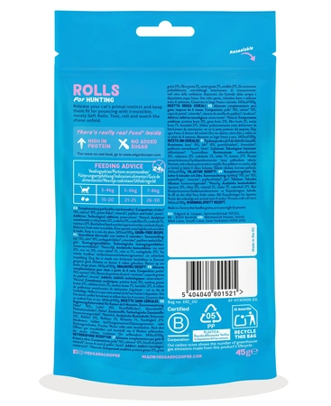 Edgard & Cooper  zakje rolls snacks  zalm & kip  Voor Volwassen Katten  45 g - afbeelding 2