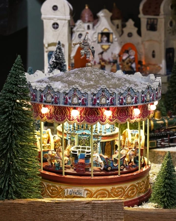 Efteling Anton Pieck carrousel werkt op  batterijen - h25,5xd23cm - afbeelding 2