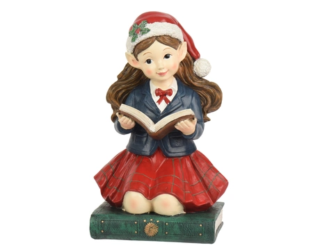 Elf polyresin L23b17.50h36.30cm rood