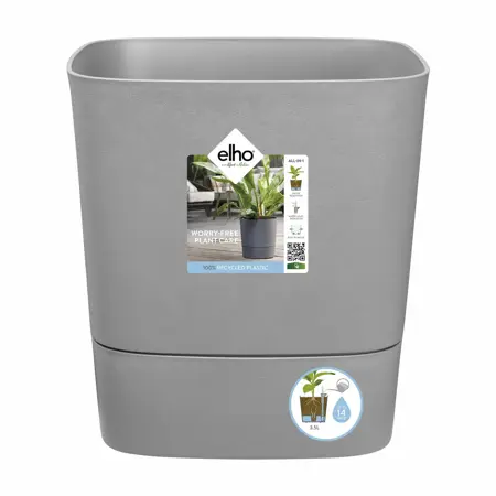 Elho Bloempot Greensense Aqua Care vierkant 30cm grijs - afbeelding 1