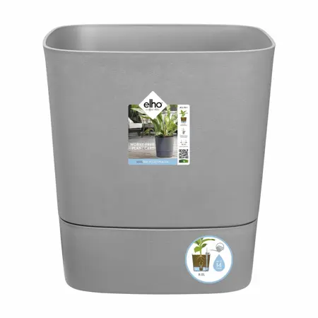 Elho Bloempot Greensense Aqua Care vierkant 38cm grijs - afbeelding 1