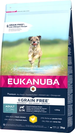 EUK DOG AD S/M GRAINFREE CHICKN 3 KG - afbeelding 3