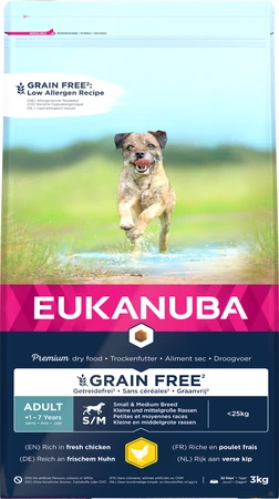 EUK DOG AD S/M GRAINFREE CHICKN 3 KG - afbeelding 1