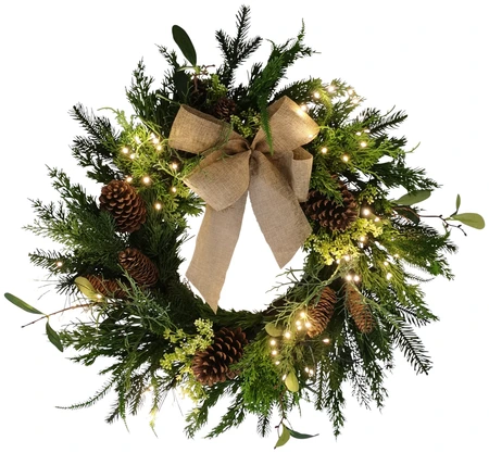 Evergreen Deco krans dennenappels - incl 42 lampjes - D 60 cm