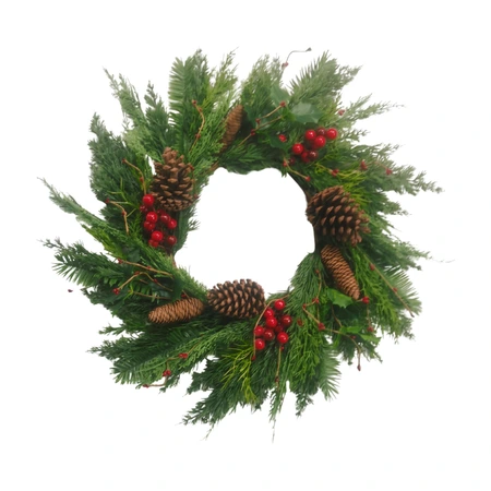 Evergreen Deco krans rode besjes - D 50 cm