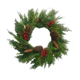 Evergreen Deco krans rode besjes - D 50 cm