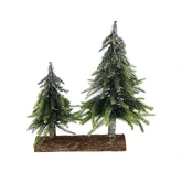 Evergreen Kerstboompjes op voet silver finish - 25 x 12 x 26 cm