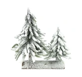 Evergreen Kerstboompjes op voet sneeuwfinish - 25 x 12 x 26 cm